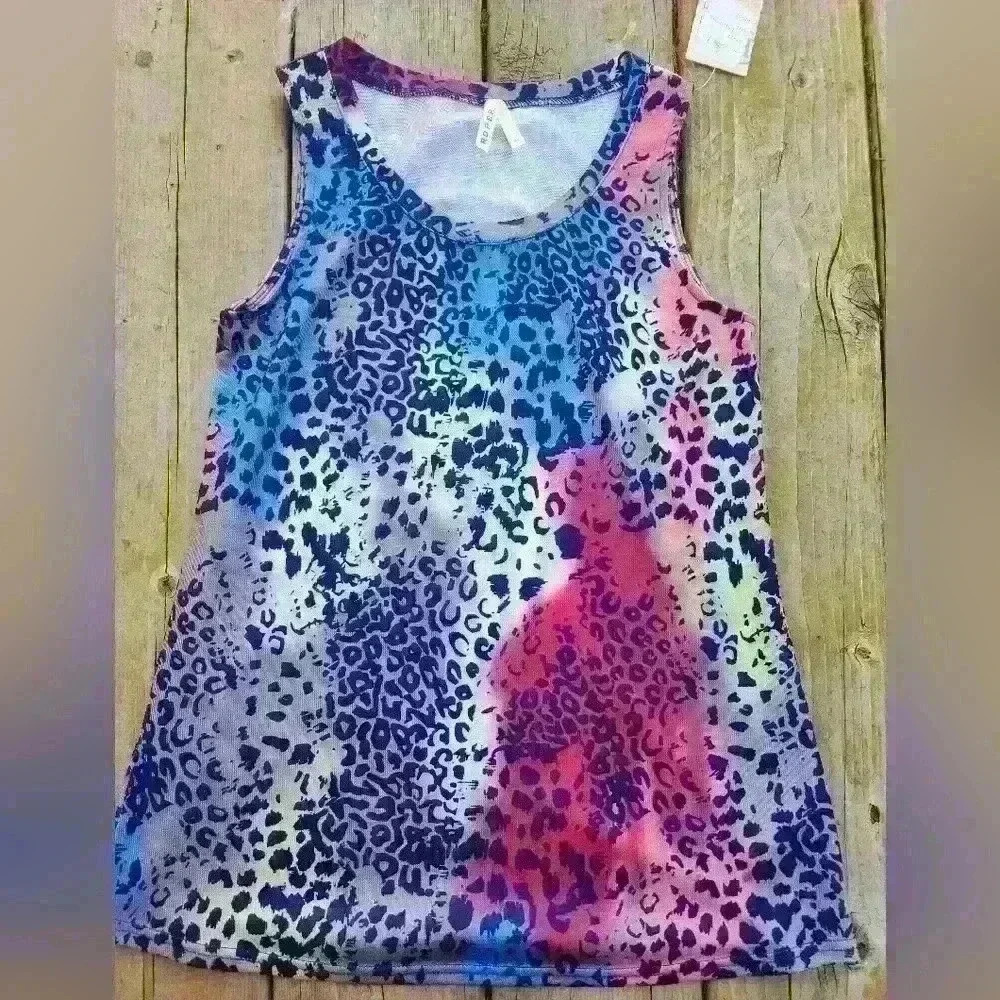 Roper Womens Multi-Color Polyester Leopard Tank Top Size XS - Picture 3 of 7